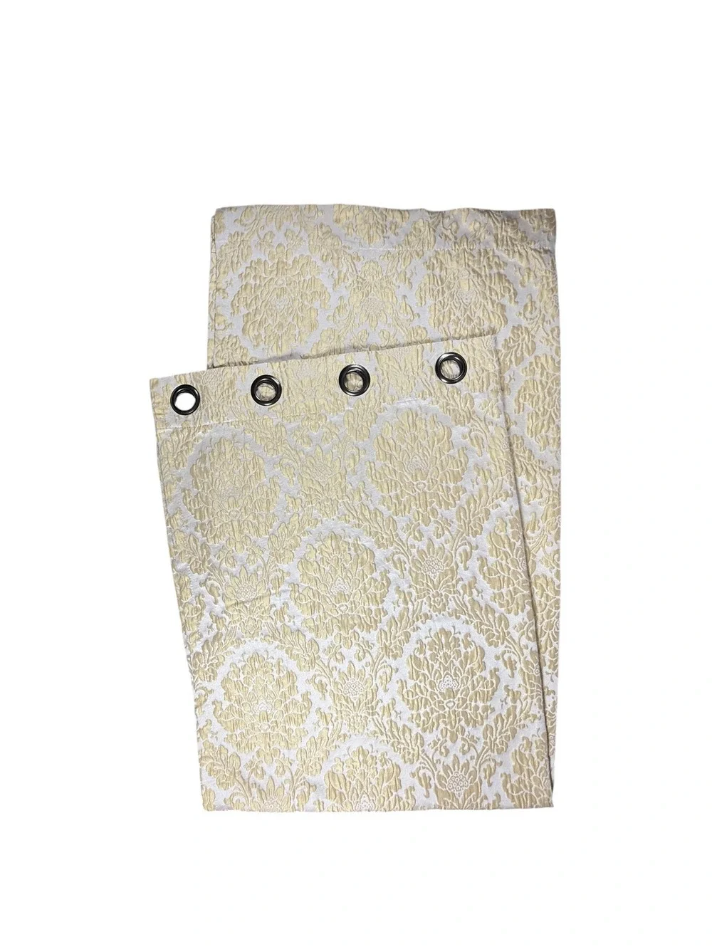 Single Matelasse Printed Curtain Drape Gold Champagne Grommet Top 1 Panel 82